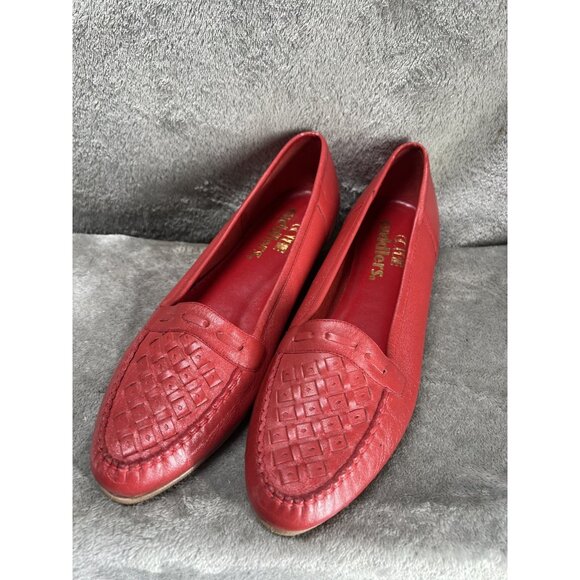 Vtg Cobble Cuddlers Women’s 8 N Red Leather Loafers Slip On Casual Shoes Preppy - Picture 5 of 8